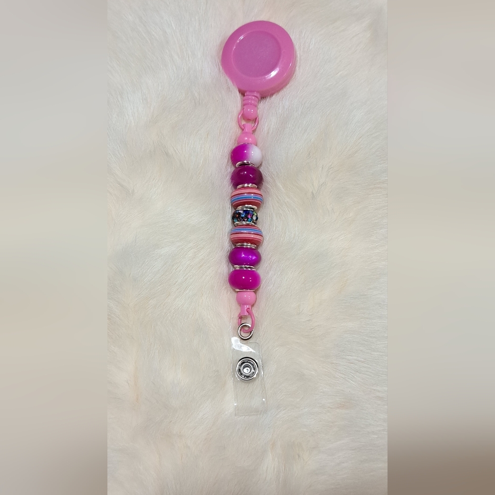 💖 B4BB “Sugar Shield” Badge Reel – Ombre Pink, Candy Stripe